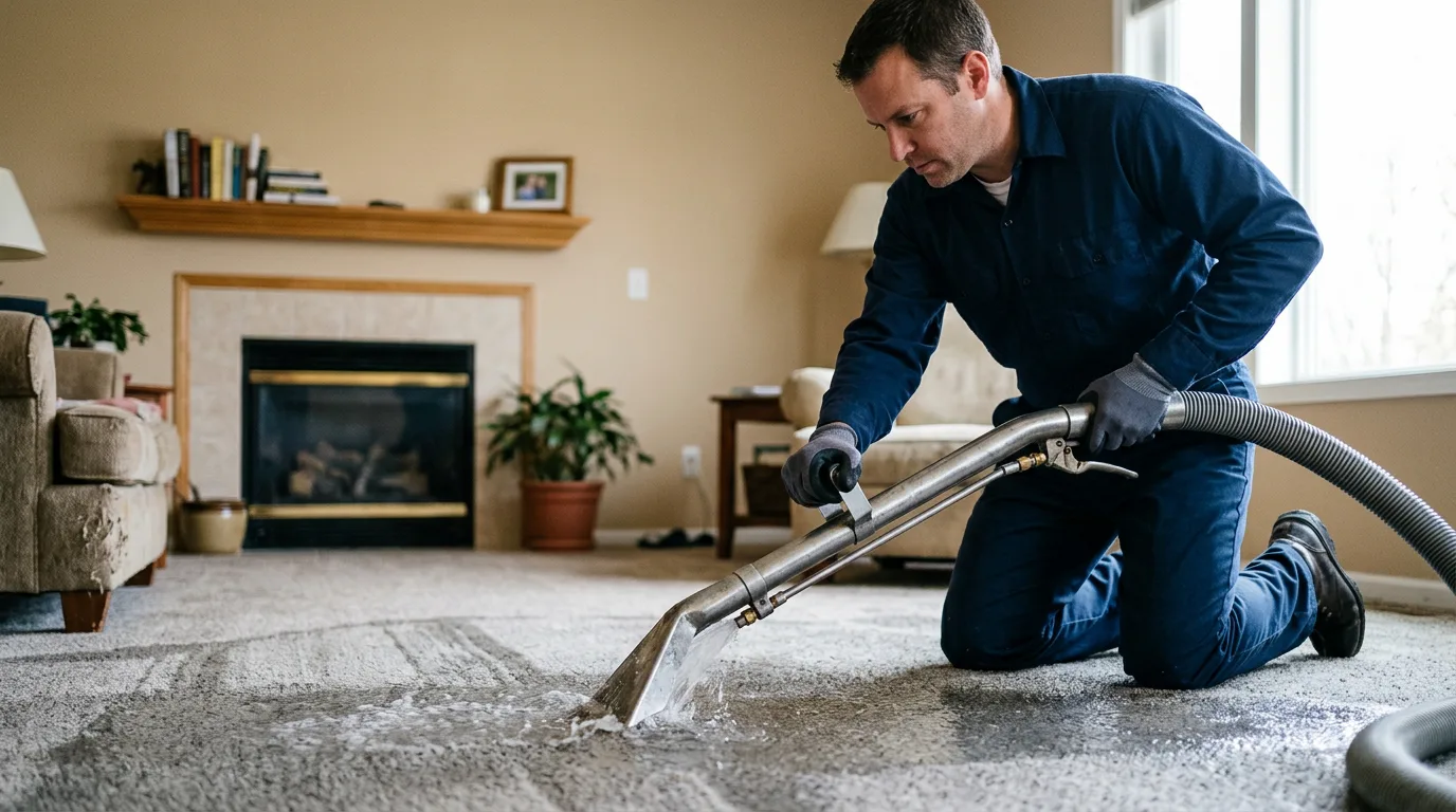 Water damage restoration technician working near Mountain View, HI
